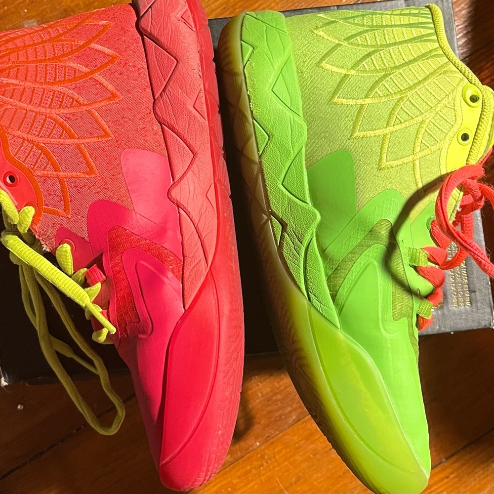 Puma Vibrant Red and Lime Kids Sneakers